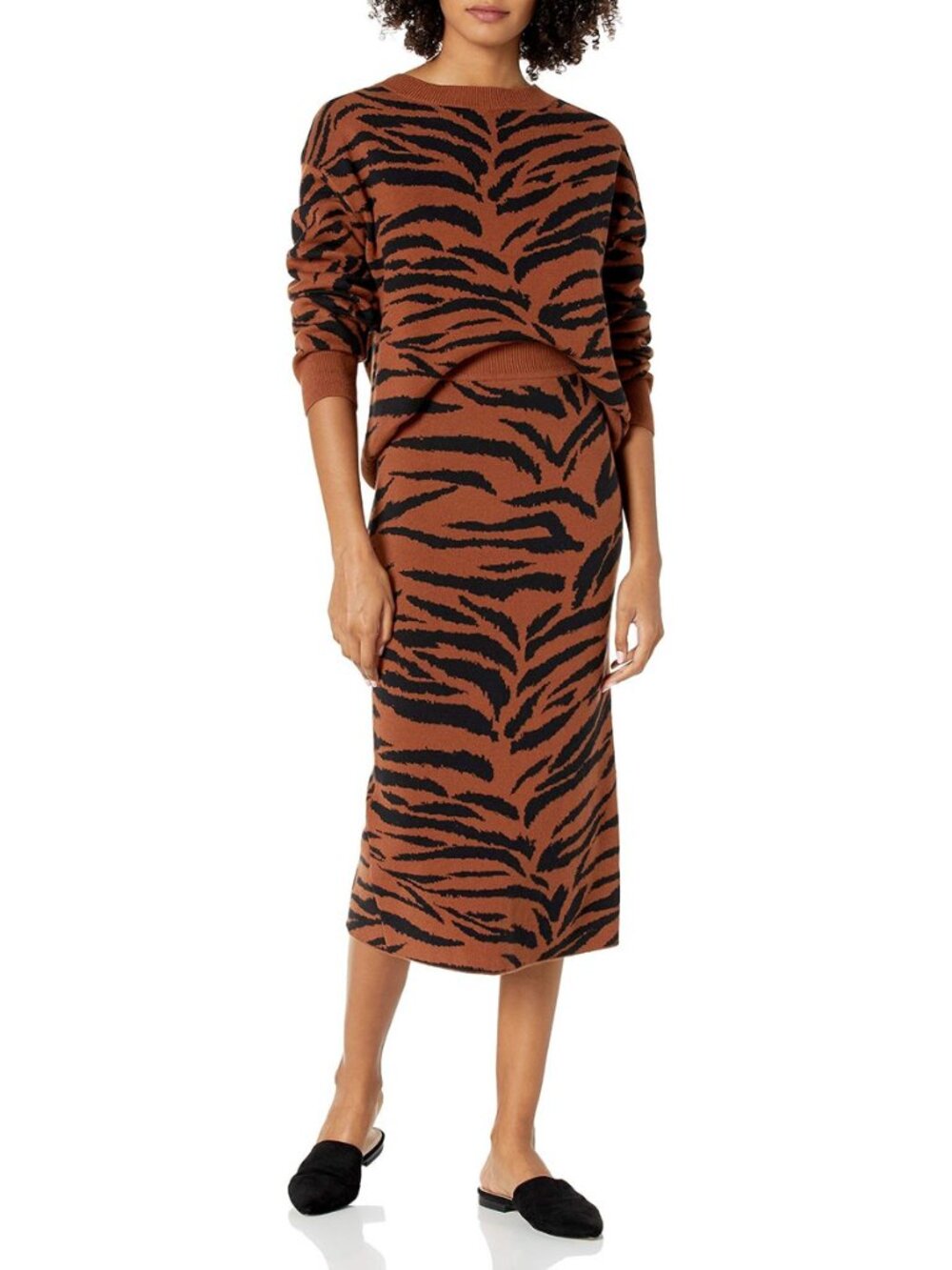 The Drop Iris Limited Edition Tiger Print Knit Midi Skirt XL – New Without Tags